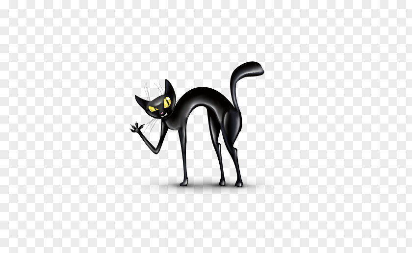 Cartoon Black Cat Halloween Clip Art PNG