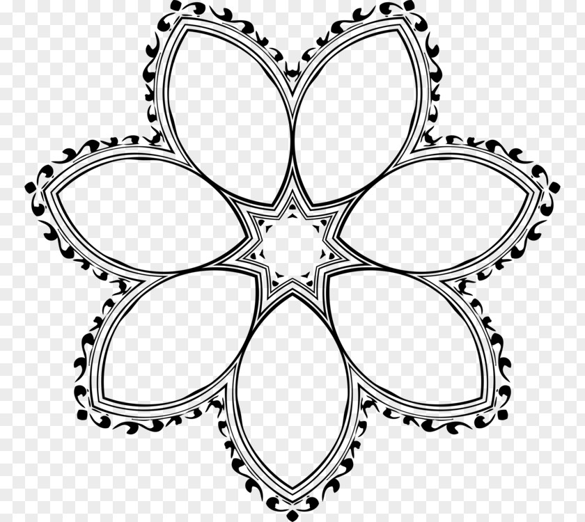 Line Art Crystal Flower PNG