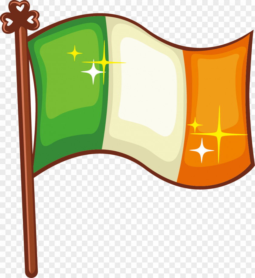 Wind Fluttering Flags Ireland Saint Patrick's Day Symbol Banner PNG
