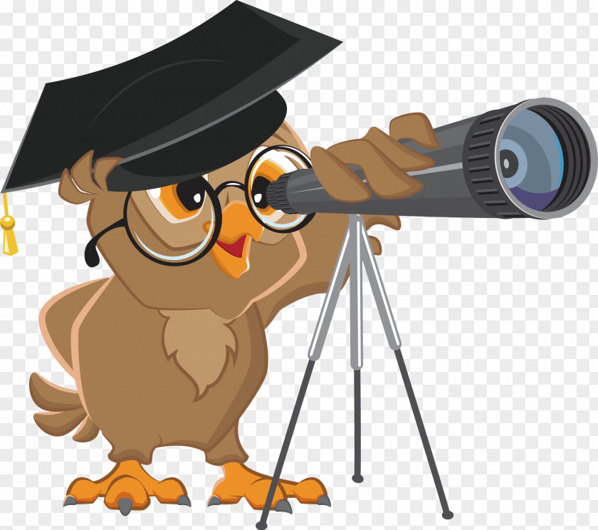 Telescope Decoration Design Owl Cartoon Royalty-free Illustration PNG