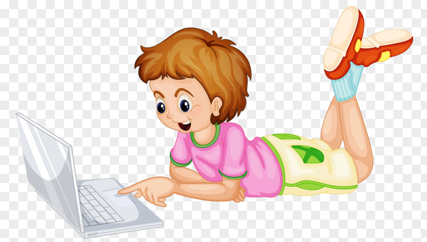 Children Play On The Computer Laptop Illustration PNG