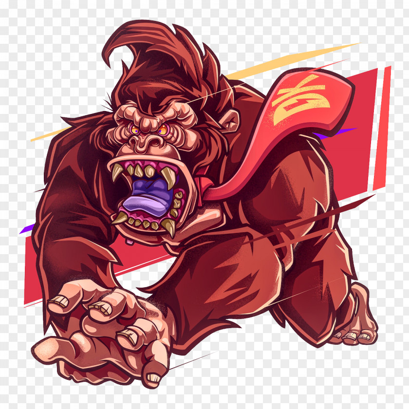 Red Gorilla Illustrator Graphic Design Illustration PNG