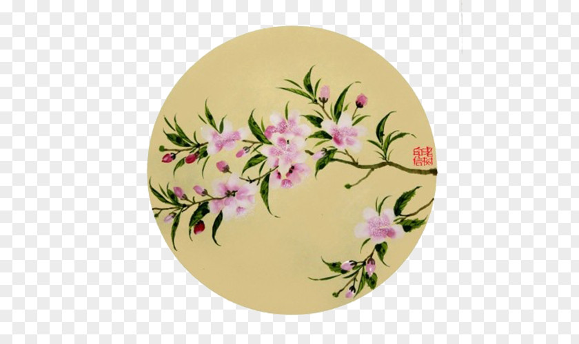 Peach Blossom Fan China Painting The Spring PNG