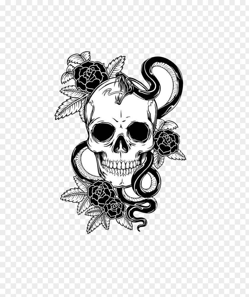 Skull Flower Snake Calavera T-shirt Tattoo PNG