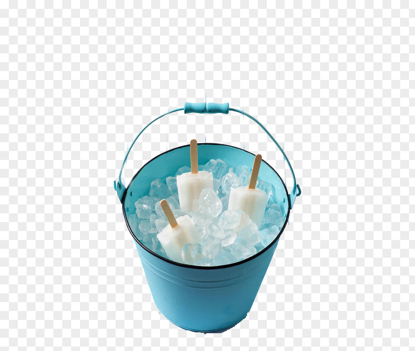 Blue Bucket White Popsicles Ice Cream Pop Dessert PNG