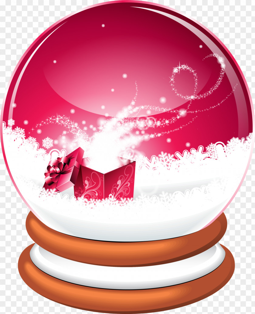 Red Concise Glass Ball Santa Claus Christmas Snow Globes Illustration PNG