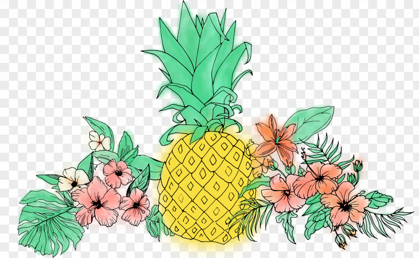 Tropical Flower Pineapple Fruit Clip Art PNG