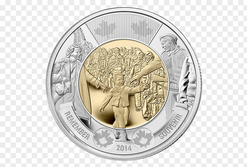 Canada Second World War Wait For Me, Daddy Of 1812 Toonie PNG