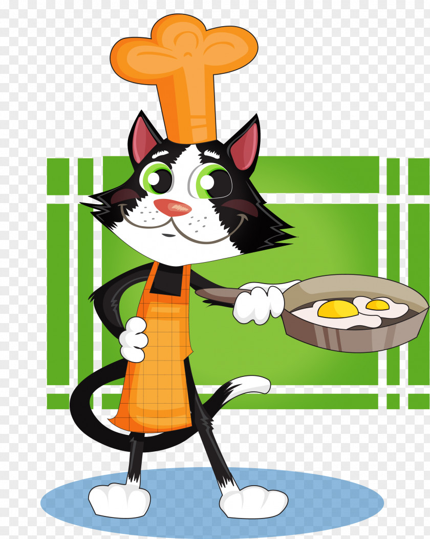 Vector Cat Cooking Cartoon PNG