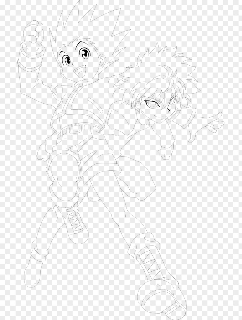 Gon Freecss Killua Zoldyck Line Art Family Sketch PNG