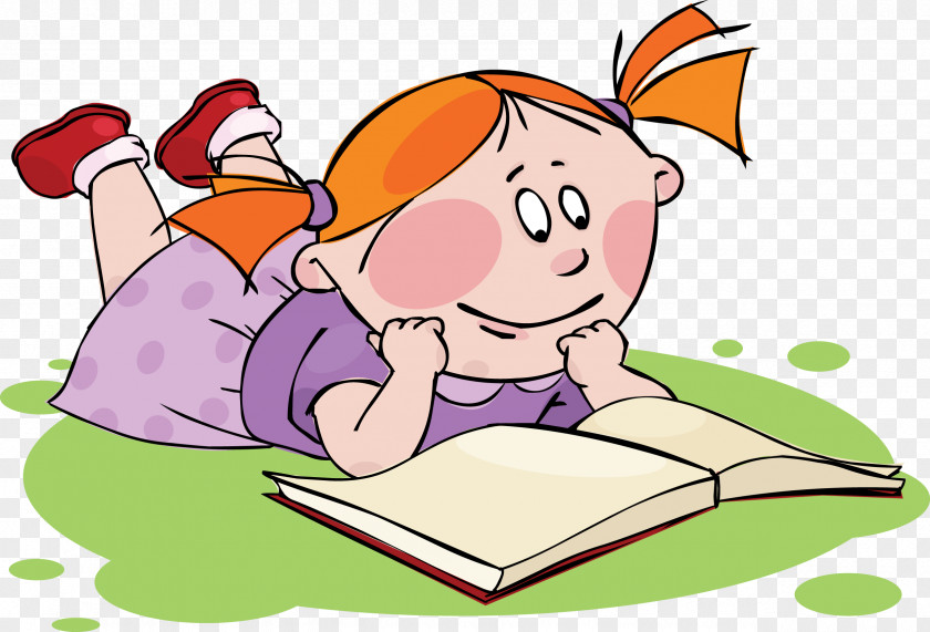 Reading Caricature Child Book PNG