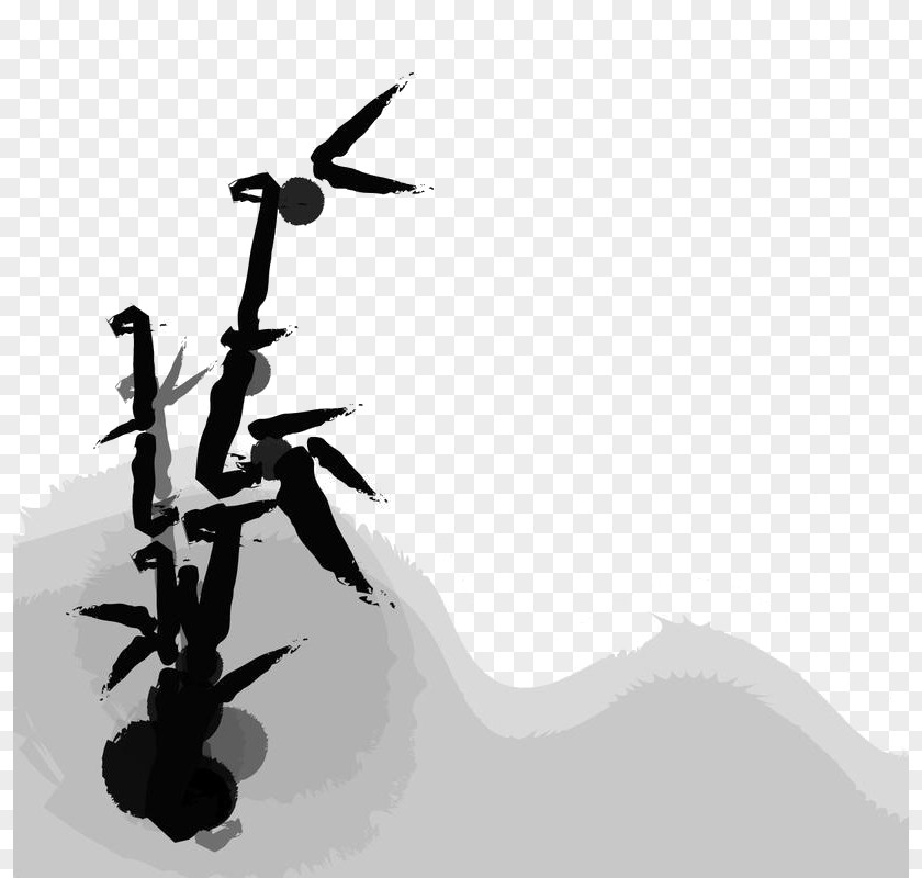 Chinese Ink Painting Style Bamboo China Calligraphy Desktop Wallpaper PNG