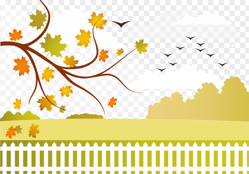 Vector Corner Of The Park Autumn Euclidean Illustration PNG