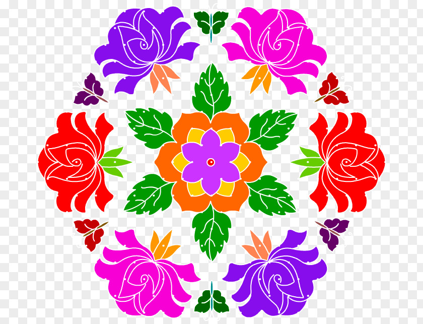 Tamilnadu Flower Art Floral Design Kolam PNG