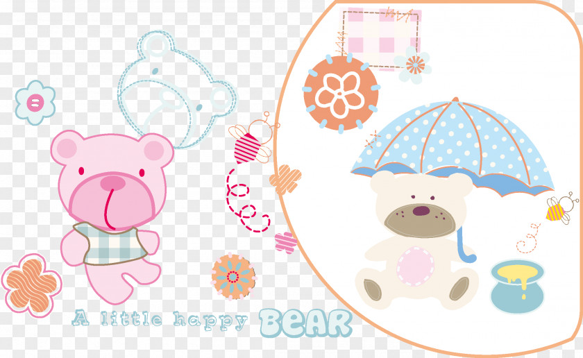 Bear Holding Umbrella Cartoon Drawing Illustration PNG