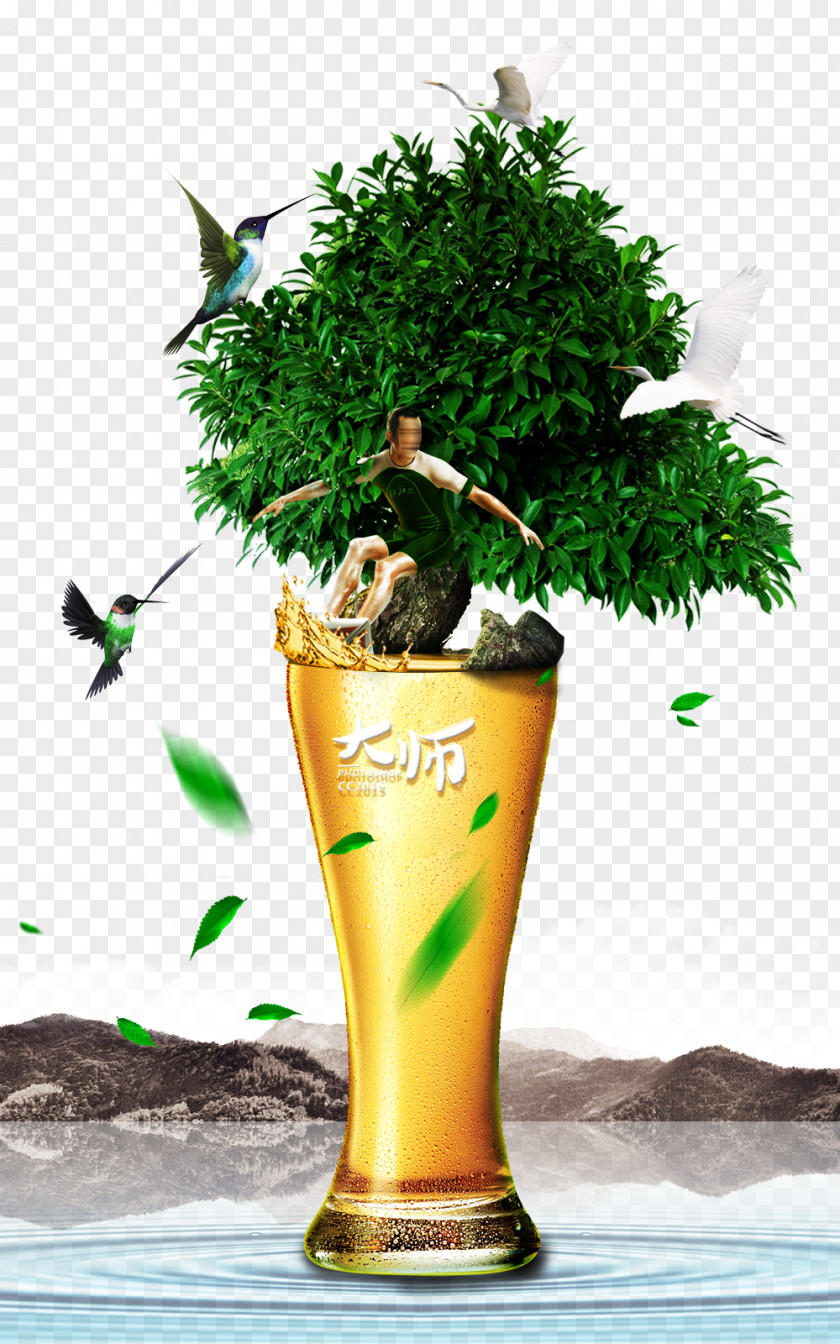 Green Drinks Creative Advertising Beer Drink PNG