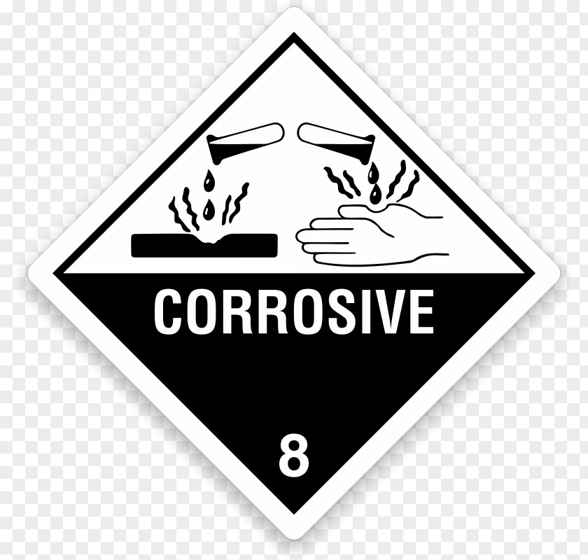 HAZMAT Class 8 Corrosive Substances Dangerous Goods Warning Label PNG