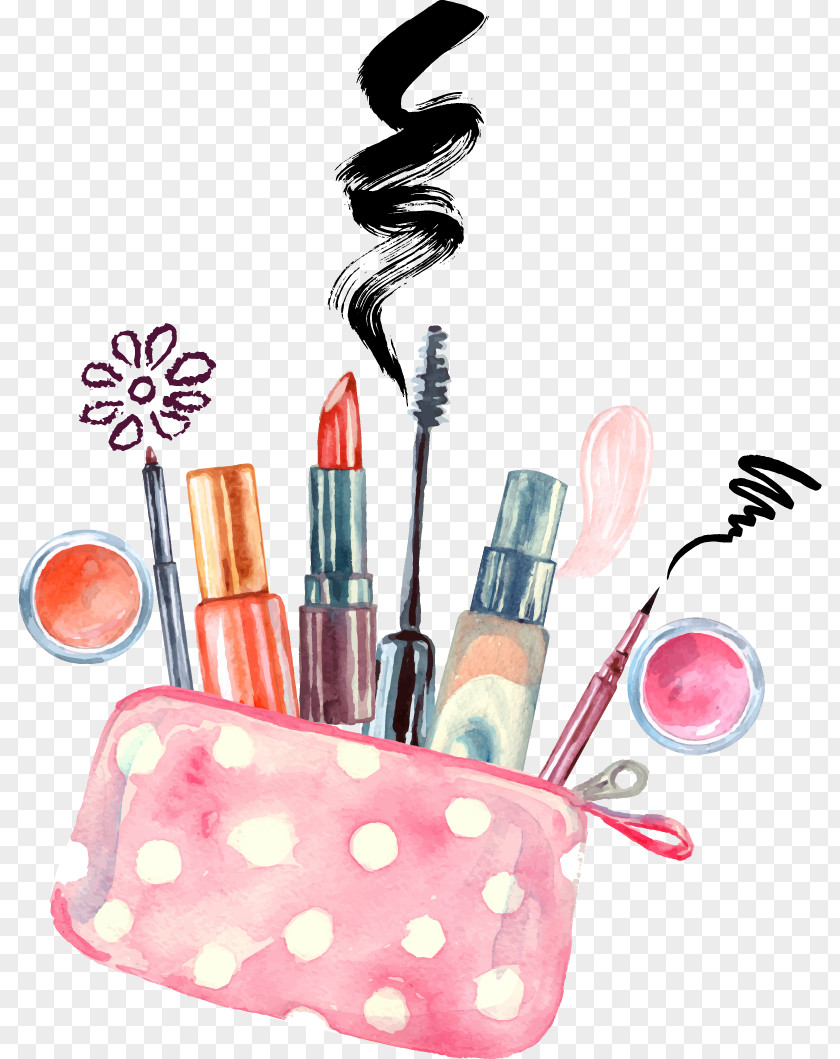Vector Hand-painted Makeup Cosmetics Watercolor Painting Make-up Artist Drawing PNG
