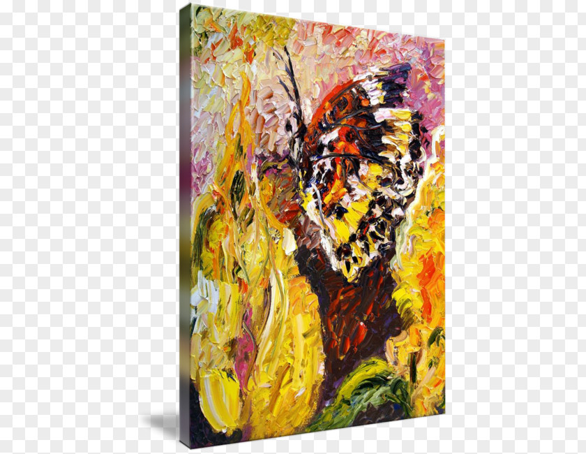 Butterflies Flowers Watercolor Modern Art Acrylic Paint Painting PNG