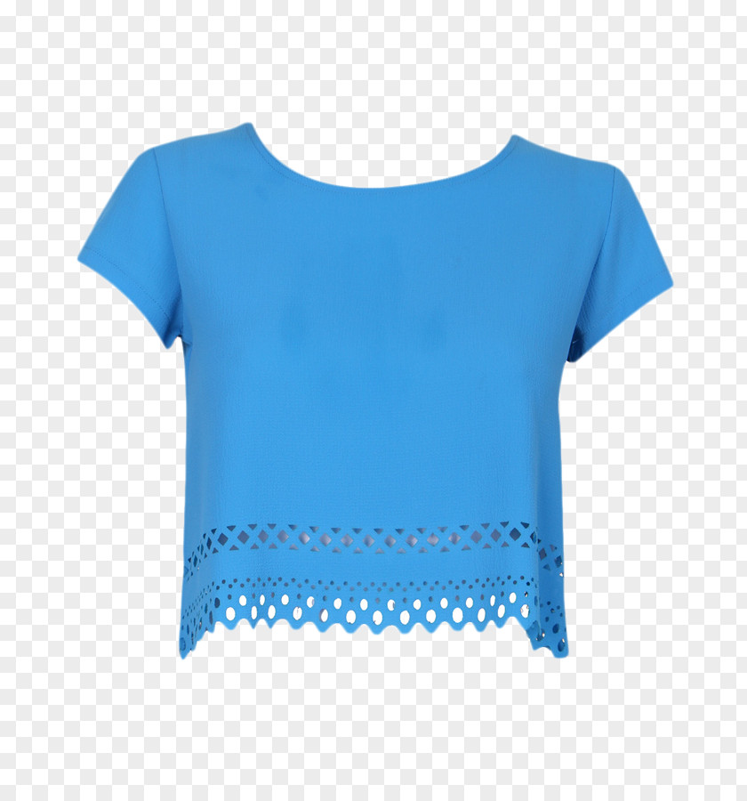 Crop Tops Sleeve T-shirt Shoulder Blouse Turquoise PNG