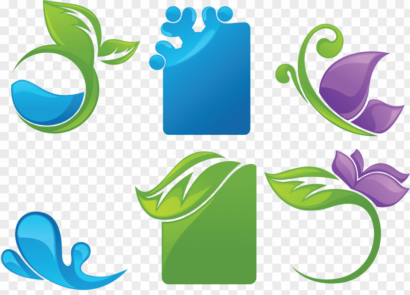 Green Leaves Graphic Design Logo PNG