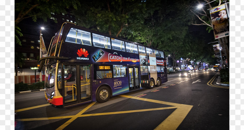 Illuminated Lights Double-decker Bus Singapore Public Transport Service Coach PNG