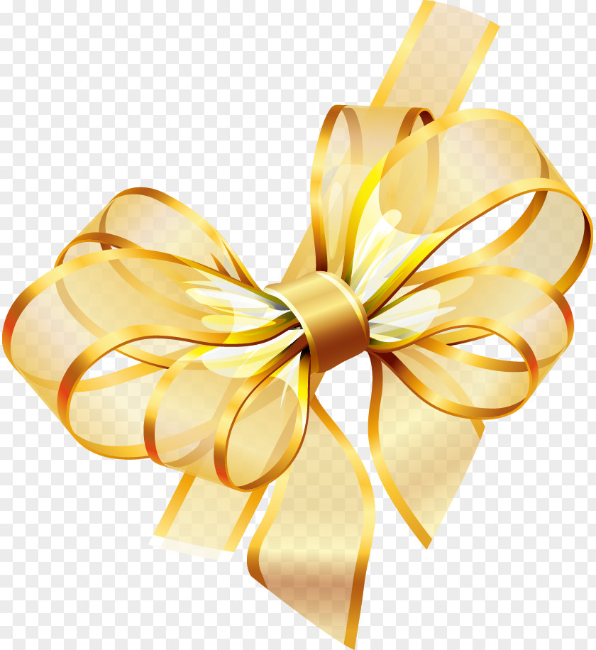 Beautiful Bow Creative Ribbon Gold Clip Art PNG