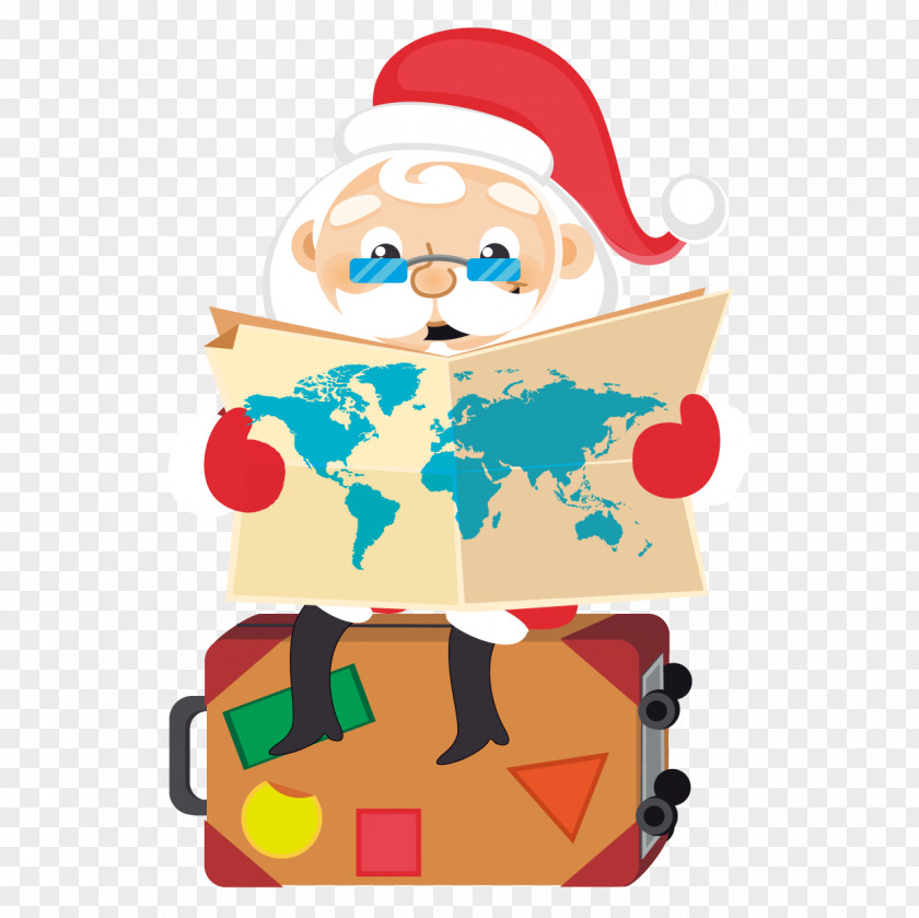 Cartoon Santa Claus Sitting Christmas Clip Art PNG