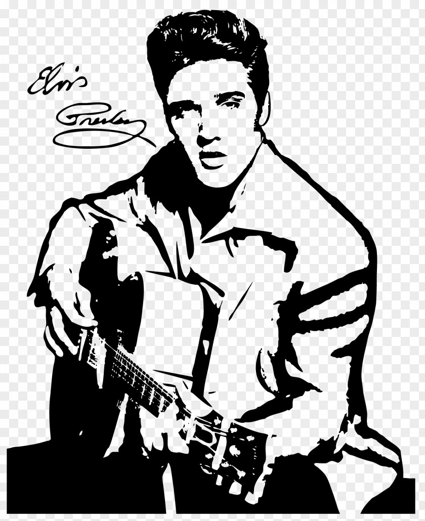 ELVIS Elvis Presley Drawing Silhouette Black And White Clip Art PNG