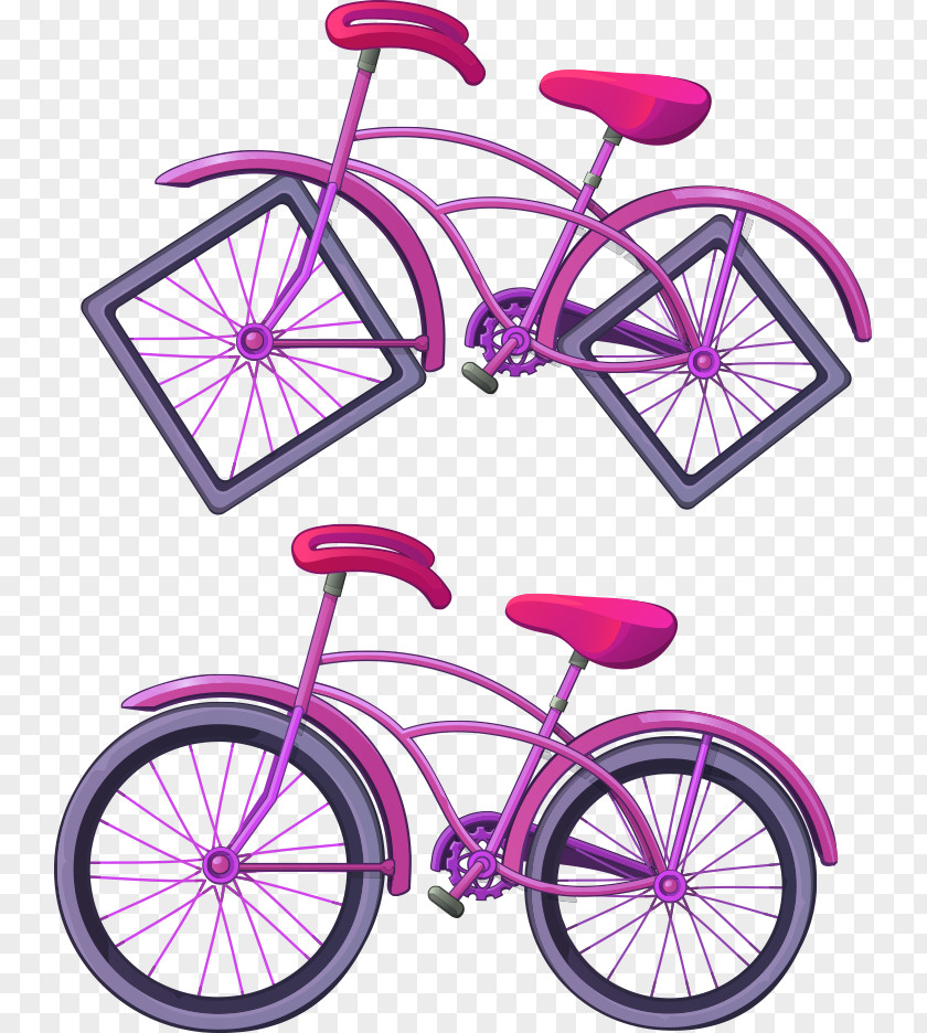Creative Vector Bike Square Wheel Bicycle Cartoon Illustration PNG