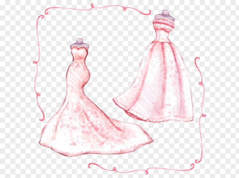 Wedding Dress Bride Watercolor Painting PNG