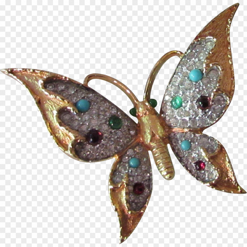 Turquoise Butterfly Brooch PNG