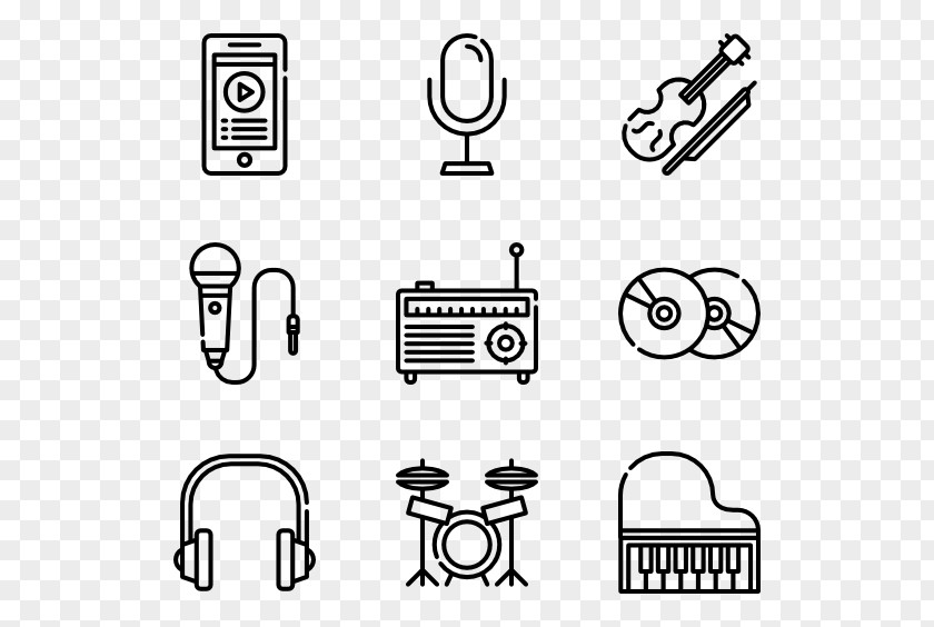 Musical Elements Drawing Monochrome PNG
