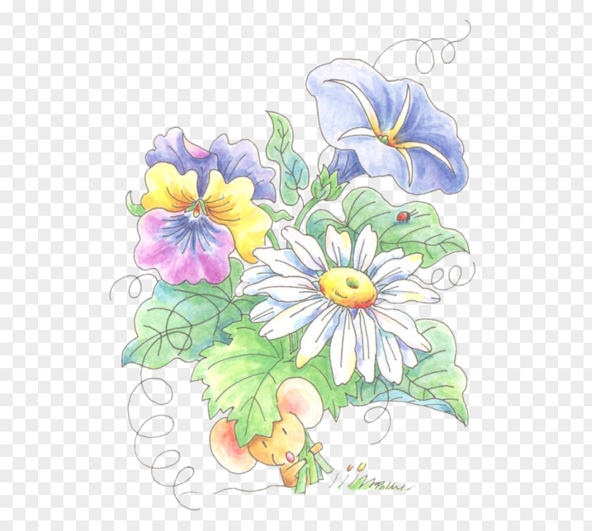 Souris Floral Design Clip Art PNG