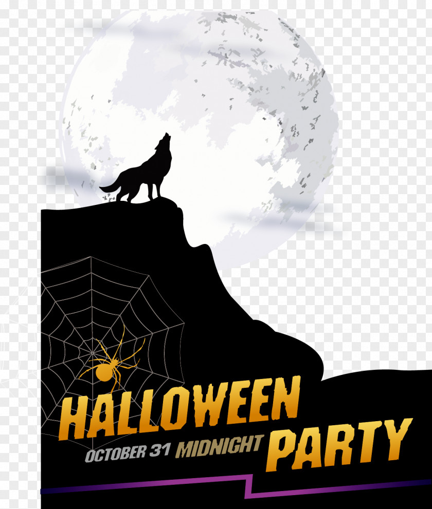 Vector Wolf Halloween Poster Party Gray PNG