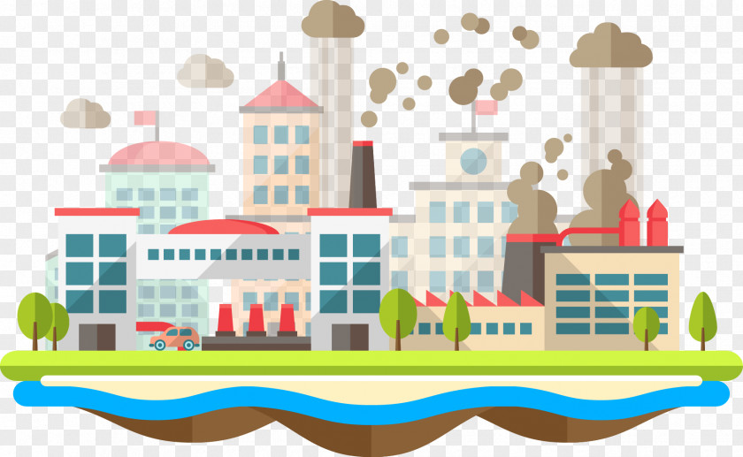 Cartoon Flat Island City Building Adobe Illustrator Download PNG