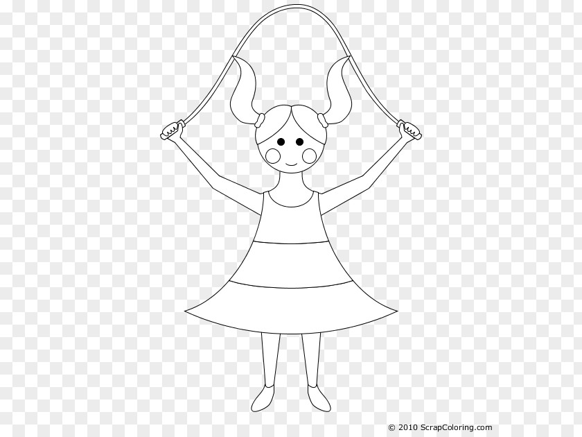Girl Jumping Rope Coloring Pages Clip Art /m/02csf Dress Drawing Line PNG