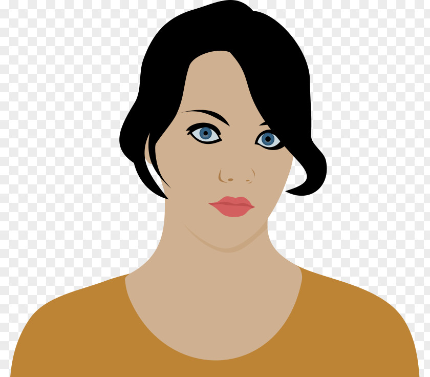 Serious Cartoon Face Brown Hair Black Woman Clip Art PNG