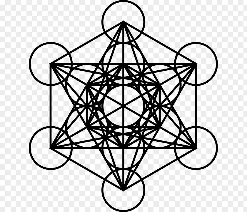 Metatron Metatron's Cube Overlapping Circles Grid Sacred Geometry PNG
