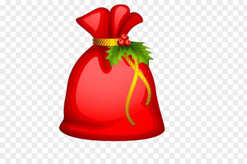 Red Gift Bag Vector Mrs. Claus Santa Christmas PNG