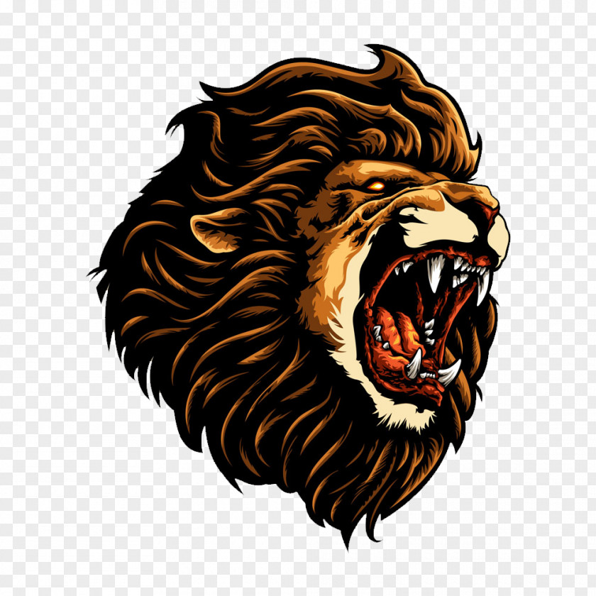 Ferocious Lion Head Side Drawing Clip Art PNG