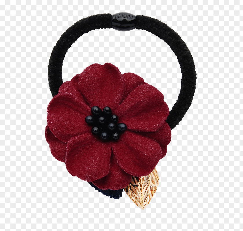 Red Flower Hair Accessories Rubber Band Tie Barrette PNG