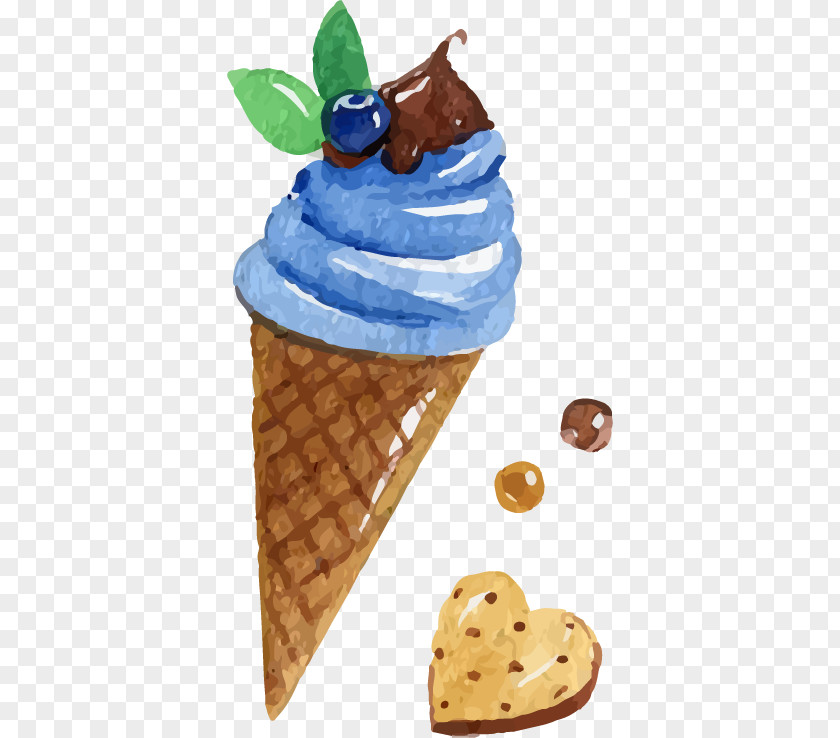 Blueberry Ice Cream Vector Material Chocolate Sundae Cone PNG