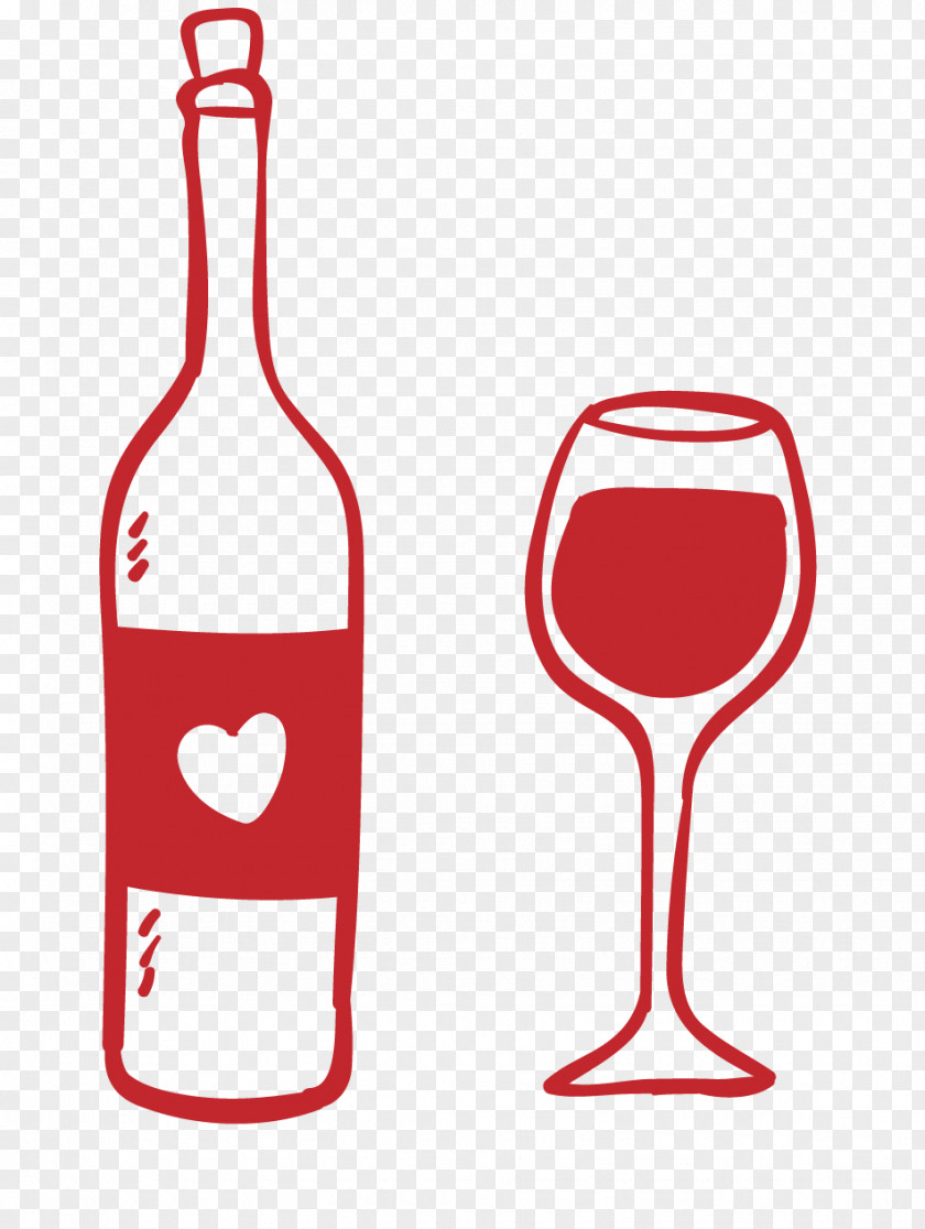 Wine Bottle Cartoon Red Champagne Glass Vector Graphics PNG