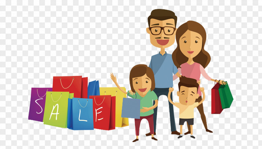 Hand-painted Decorative Pattern Family Shopping Child PNG