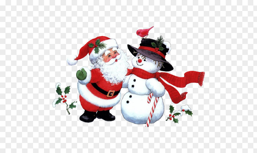 Santa Claus And Snowman Christmas Clip Art PNG