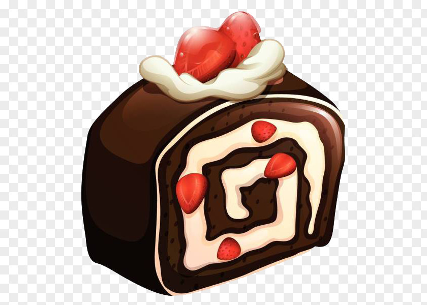 Strawberry Chocolate Cake Molten Swiss Roll Bakery Custard PNG