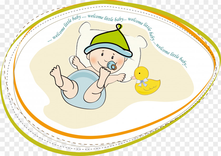 The Baby Lying On Bed Infant Yellow Duck Child Template PNG