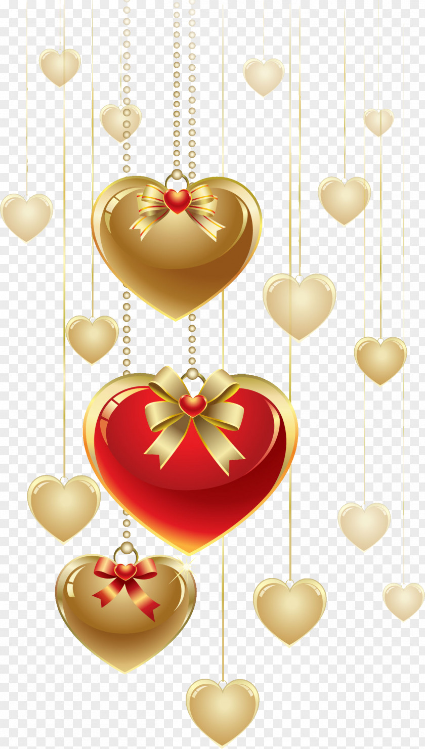 Gold Heart Valentine's Day Clip Art PNG