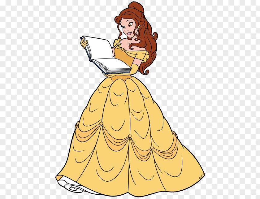 Reading Belle Rapunzel Ariel Beast Disney Princess PNG